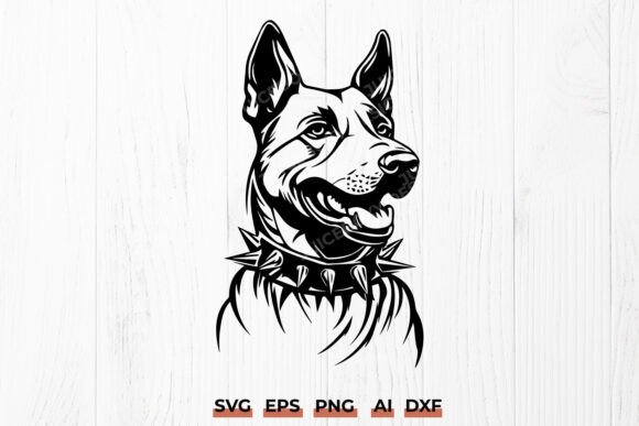 Belgian Malinois SVG with Spiked Collar