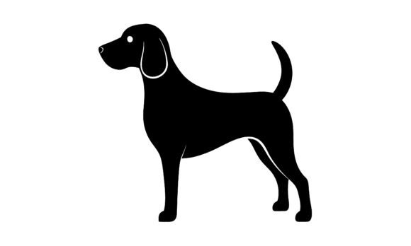Black Silhouette Dog on a White