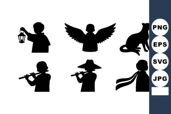 Children Lantern Wings Dog Silhouettes