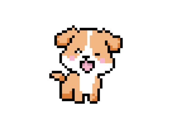 Cute Illustration 8 Bit Pixel Dog Bundle