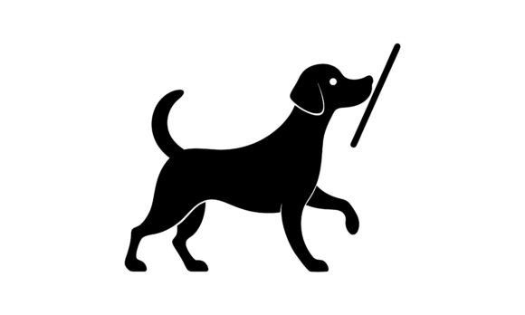 Dog Silhouette with Stick