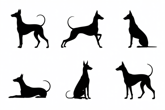 Dog Silhouettes in Various Poses