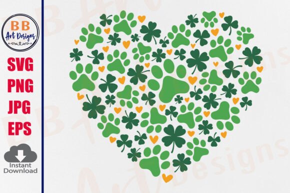 Dog St Patrick's Day Paw Print Heart PNG Review