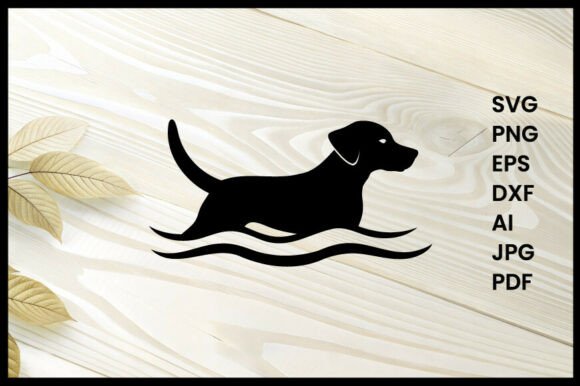 Dog Swimming Silhouette Vector