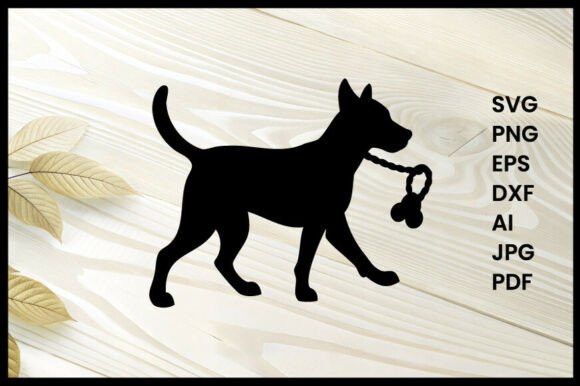 Dog Tugging Toy Silhouette Vector