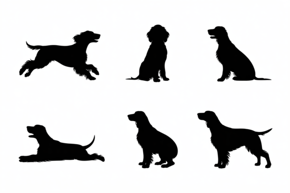 Dog Various Poses Silhouettes