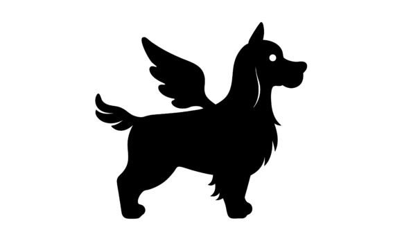 Flying Dog Silhouette Vector Illustratio