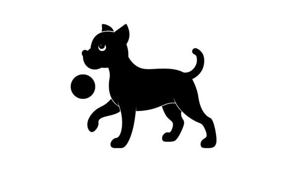 Silhouette Dog Playing with a Ball