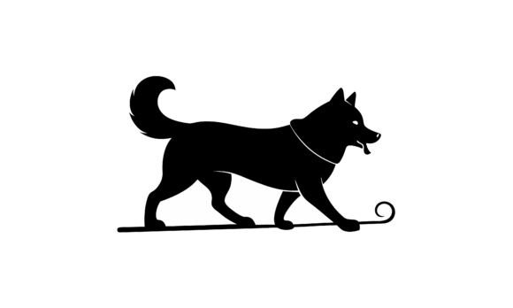 Silhouette of a Walking Dog with Tail